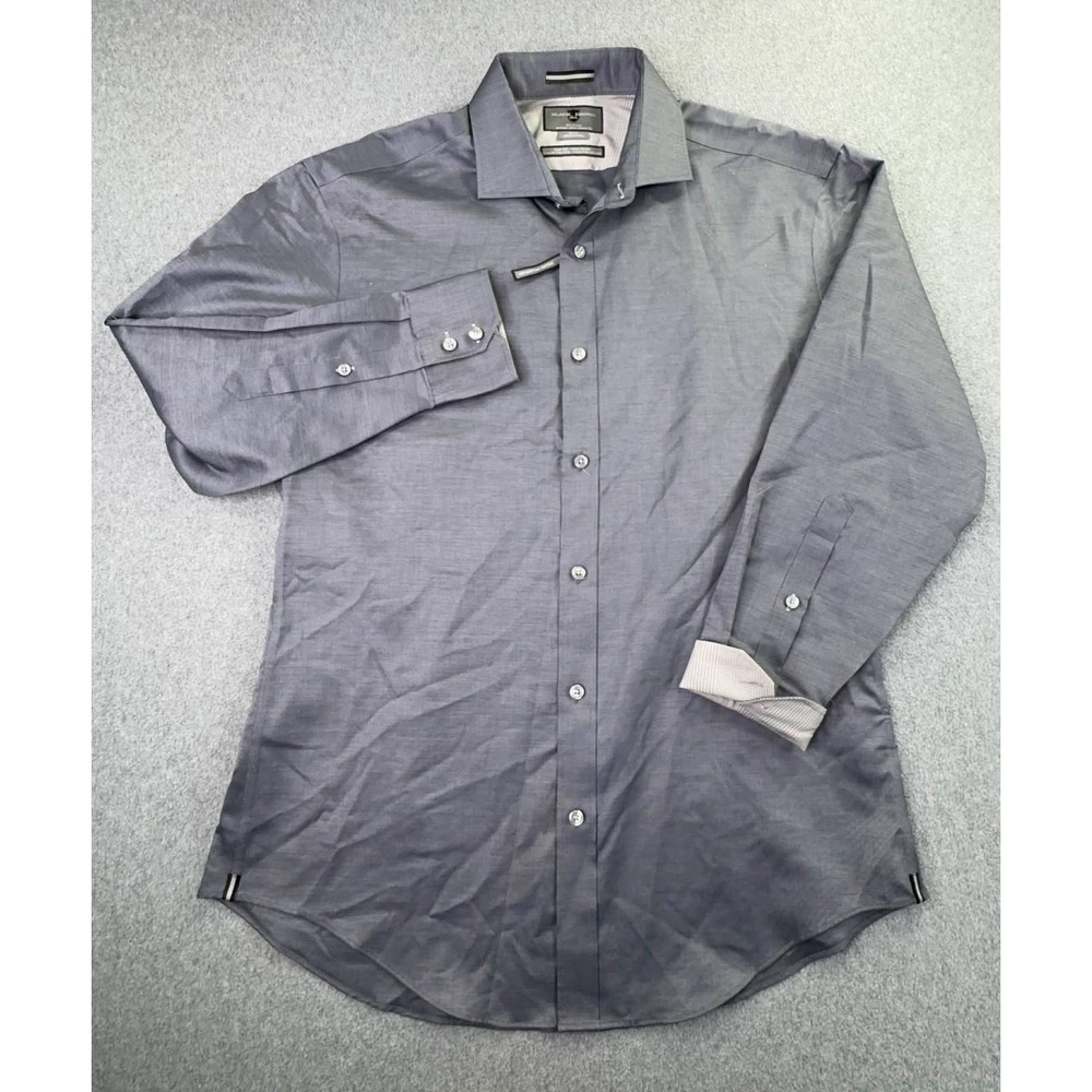 BLACK BROWN Dress Shirt Mens 16-32 Gray Egyptian Cotton Designer City Office - Picture 2 of 9